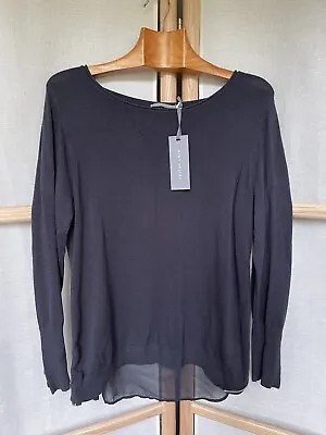 Mint Velvet Navy Zip Back Knit Sweater Jumper Top UK 16 / New • £45