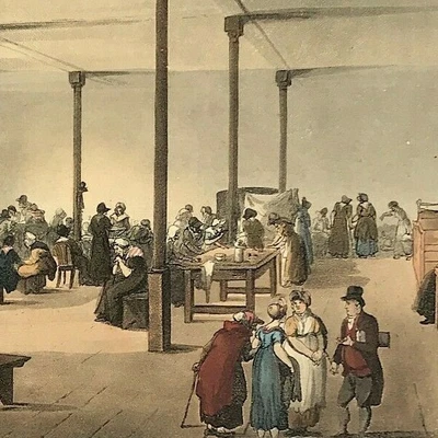 £97 • Buy 1809 St James Workhouse By Rowlandson Pugin Aquatint Print Ackermann Microcosm 