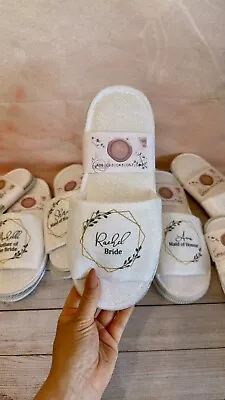 Bridal Party Slippers Personalised Bridesmaid Slippers Open Toe Spa Slippers • £6.99