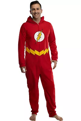 DC Comics Mens' The Flash Superhero Character Hooded Union Suit Footless Pajamas • $37.94