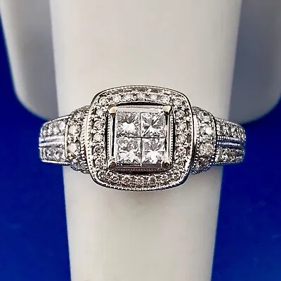 $925 • Buy 14K White Gold ZEI Zales Invisible Set Diamond Engagement Ring