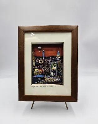 Las Vegas Nevada  Night Mts  3D Handpainted Picture In Frame • $18