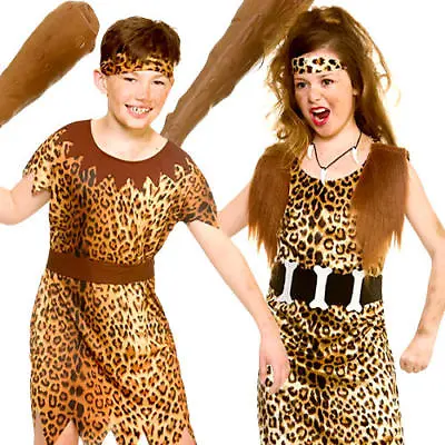 £12.99 • Buy Stone Age Cave Kids Fancy Dress Animal Print Jungle Babarian Childrens Costumes