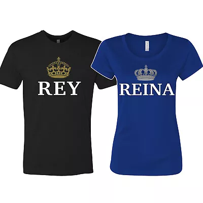 King Queen Rey Reina Spanish Couple Matching T Shirts Camisas A Juego De Parejas • $11.95