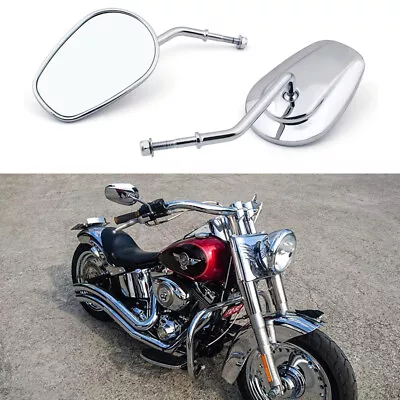 Chrome Motorcycle Rear View Side Mirror Fit For Harley Davidson Fatboy 1990-2017 • $60.26