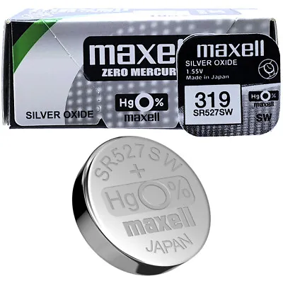 1 X Maxell 319 D319 SR64 V319 SR527SW Watch Battery • £2.19