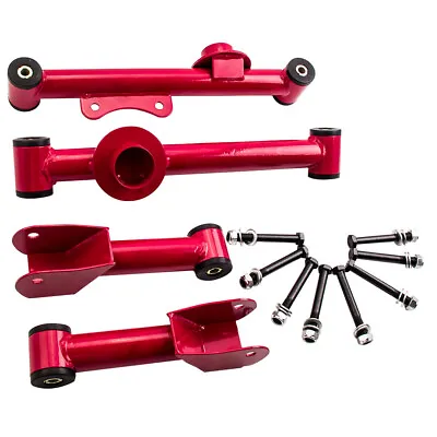 Red Upper & Lower Rear Tubular Control Arms W/ Hardware For Ford Mustang 1979-04 • $76.89