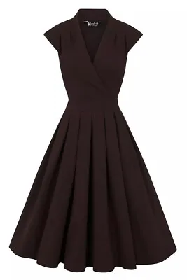 Black Lady Vintage Dress Size 12 Eva Swing 1950s 50s Rockabilly V Circle Retro • £25