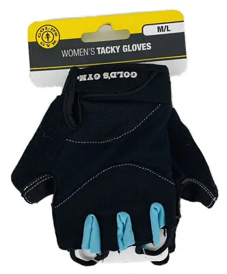 £11.91 • Buy Women's Gold’s Gym Tacky Fingerless Gloves Size M/L Black W/ Aqua Weightlifting