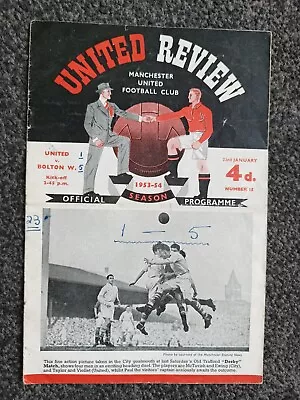 Manchester United V Bolton Wanderers Programme 1953/54. Byrne Taylor Pegg. • £6.90