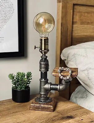 Industrial Rustic Retro Style Pipe Light Steampunk Desk Table Bedroom Lamp Light • $49.77