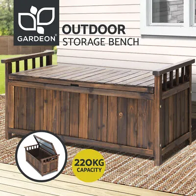 Gardeon Outdoor Storage Box Wooden Garden Bench Chest Toy Tool Sheds Furniture • $139.95