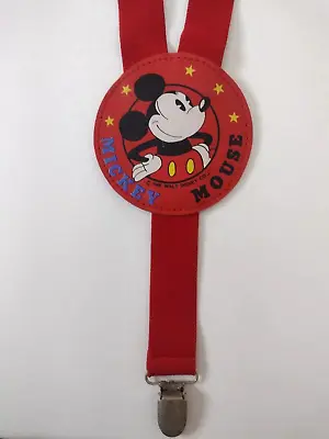 Mickey Mouse Disney Suspenders Youth Size Vintage Red Adjustable Clip On • $7.99