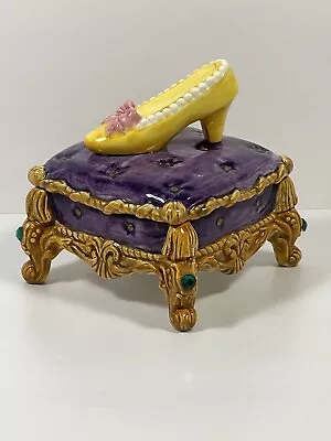 Fitz & Floyd Disney Cinderella GOLDEN SLIPPER Covered Tinket BOX Vintage 1995 • $29.94