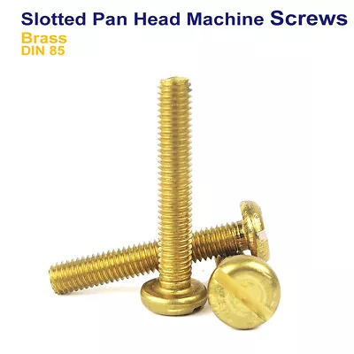 SLOTTED PAN HEAD MACHINE SCREWS BRASS DIN 85 M3 - 3mm • £2.49