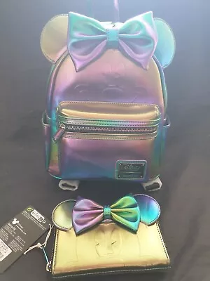 Disney Minnie Mouse Oil Slick Mini Backpack And Wallet BNWT • £120