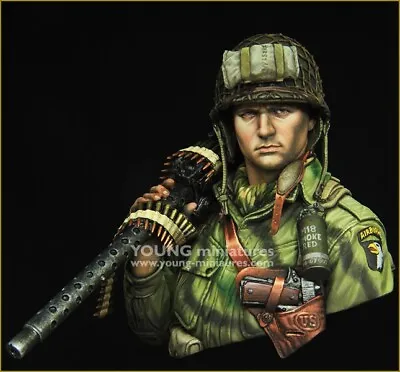 Young Miniatures - WW2 US AIRBORNE With M1919 - 1/10th Resin Bust - YM1873 • £55