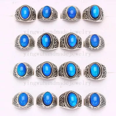 US Wholesale Lots 40pcs Color Changing Silver Plated MAN Woman Mood Rings FREE • $36.99