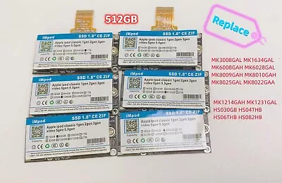 NEW 512GB ZIF CE SSD Upgrade MK1634GAL For IPod 5th 7th Gen Classic Logic Board • $55