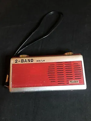 VINTAGE PICCOLO Miniature Micro RADIO Very Rare￼ 2-Band MW-AM-LW - Red • $69.46