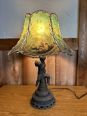 $75 • Buy Vintage Cherub Table Lamp With Cherub Shade