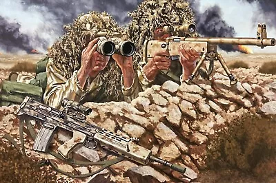 British Army Sniper Team Iraq War. Mounted Print.Total Size 16x12. • $18.67