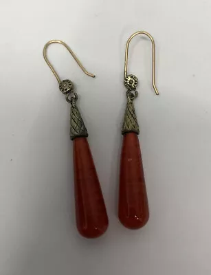 Monet Red Stone Earrings Dangle • $13.99