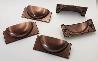 Antique Copper Finish Cup Cabinet Drawer Door Pulls Handles 3-3/4  Qty 8 • $17.95