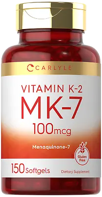 Vitamin K2 MK7 100mcg | K2 MK7 | 150 Softgels | Gluten Free | By Carlyle • $12.49