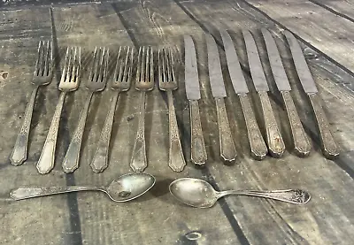 14 Piece Vintage 1847 Rogers Bros.Plate Silverware Ambassador? Pattern Flatware • $32.99