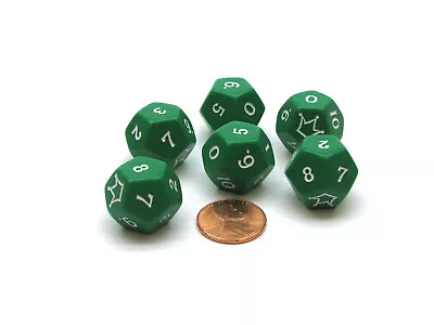 Pack Of 6 D12 'Jester' Dice - Green With White Numbers • $3.78