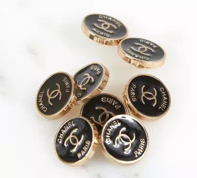 £85.41 • Buy Chanel Buttons 8 Pc Gold And Black 14.5 Mm Great Condition!