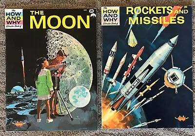$29.98 • Buy LOT Of 2 Vintage Childrens Wonder Books How And Why Moon Rockets Missiles PB
