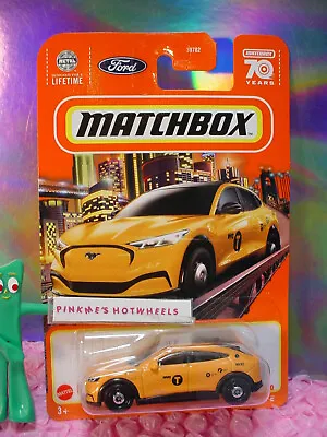 2023 Matchbox '21 FORD MUSTANG MACH-E #22☀ Yellow-orange NYC Taxi⚡70 Years 🛞 • $2.99