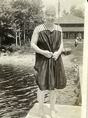 SE Photograph Pretty Woman Cute Lady One Piece Bathing Suit 1910-20's  • $14.50