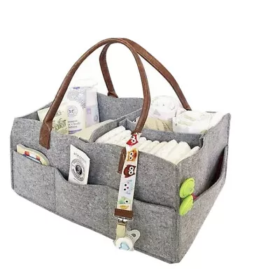 £8.99 • Buy Felt Cloth Baby Diaper Caddy Nursery Storage Bag Nappy Organizer Basket Portable
