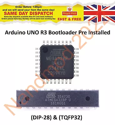 £7 • Buy Arduino UNO R3, ATMEGA328P-U Microcontroller With Bootloader (DIP-28) & (TQFP32)