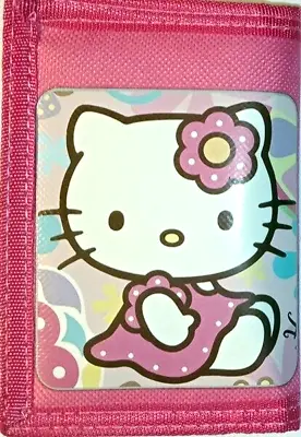 HELLO KITTY Tri-Fold Pink Nylon Wallet Note & Coin Zip Pocket 6 Card Slots • $15