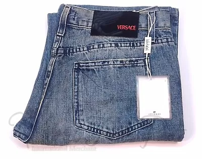 Versace Sport Womens Denim Light Blue Jeans Tag Size 31/45 Mine 32x32 Distressed • $49.75