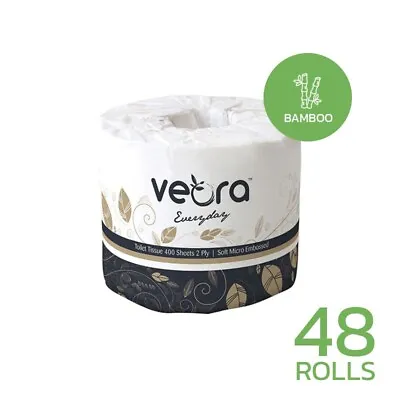 $29.95 • Buy Veora Everyday Embossed 2 Ply BAMBOO Toilet Paper Tissue 400 Sheets 48 Rolls