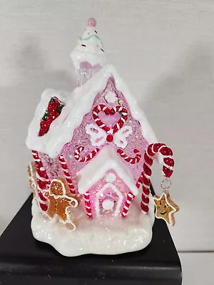 Lighted Christmas Gingerbread House Plastic Candy Canes Ice Cream Sparkle 7.25  • $38.99