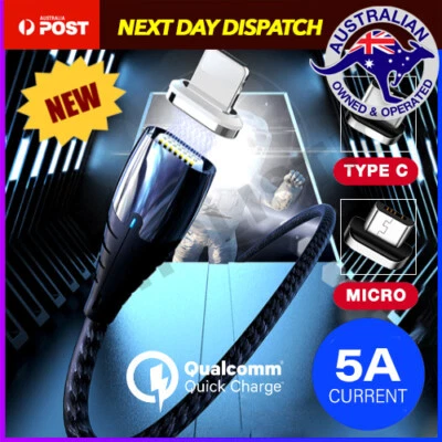 $5.20 • Buy Zinc Alloy 5A Magnetic USB C /Micro USB Cable Charger Fast Charging For IPhone