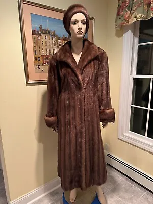 NEW! 16/18 X-Large 50  Long Real Brown Mink Swing Fur Coat 88  Hemline Sweep • $895