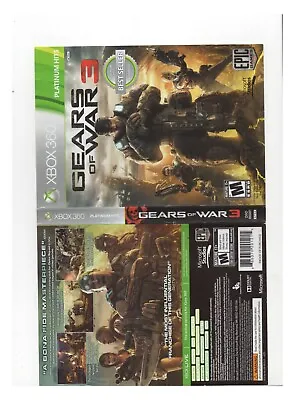 $3.99 • Buy Gears Of War 3 Xbox 360 ARTWORK ONLY NO TRACKING Authentic