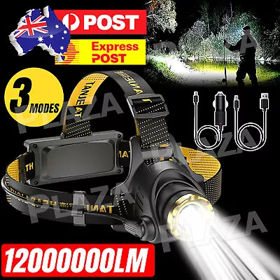 Bright Waterproof Headlight Camping Head Torch Adjustable Headlamp Rechargeable • $15.85