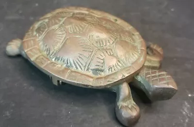 Turtle Tortiose Hinged Trinket Box Metal - Shell Opens • $19.99