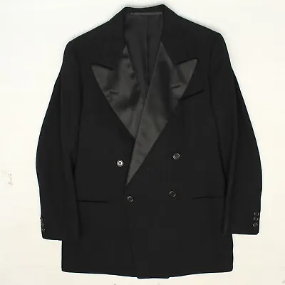 VTG 1948 Mosella Mens Tuxedo Formal Dinner Jacket 36R Black Wool Satin Lapel  • $119.99