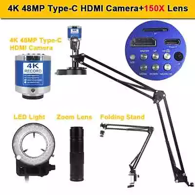 1-150X Zoom Lens Soldering Microscopio HD 4K 48MP 1080P Camera Video Microscope • $241.14