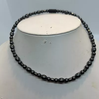 17”  Men's/ Women's Black Magnetite Magnetic  &  Black Bead Necklace • $14.76