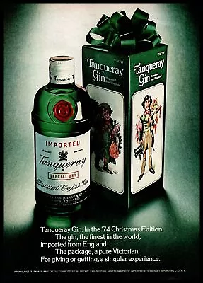 1974 Tanqueray English Dry Gin Vintage Print Ad Victorian Christmas Box Wall Art • £10.59